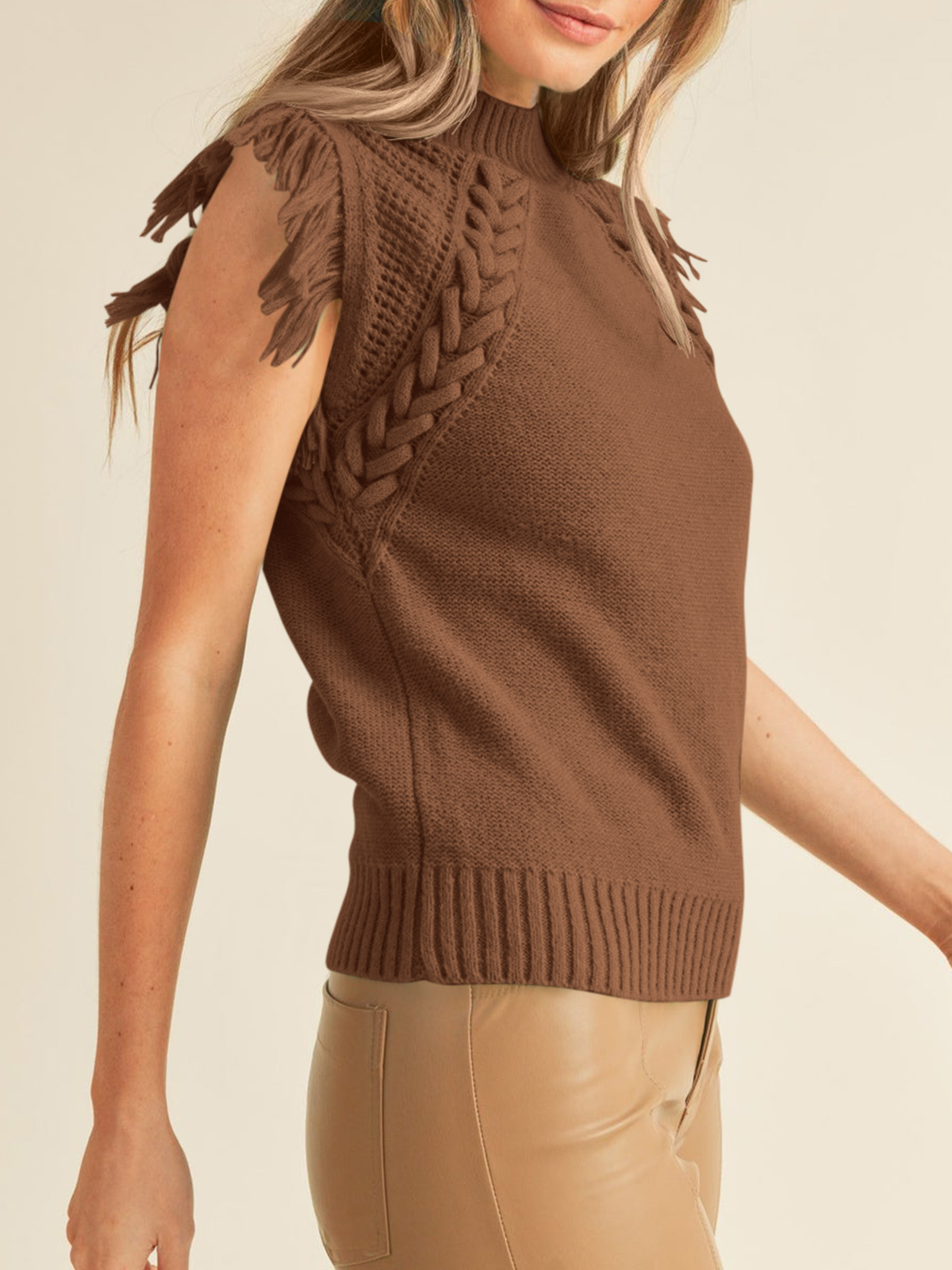 Sleeveless Mock Neck Sweater Vest