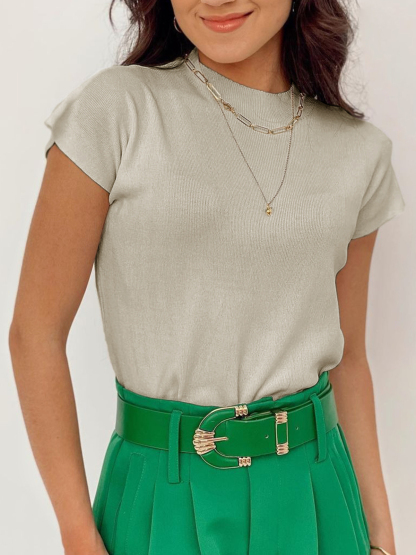 Mock Neck Short Sleeve Sweater