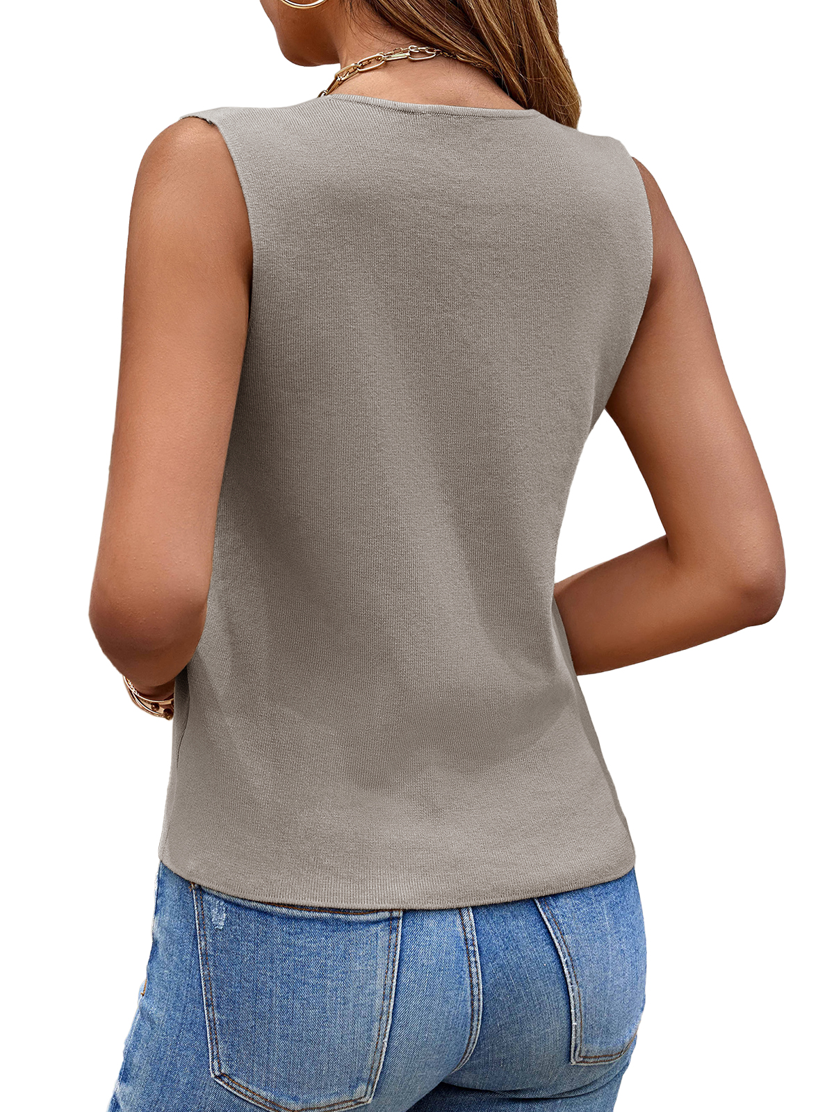 Sleeveless Button Down Sweater Vest