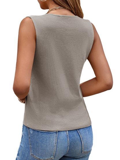 Sleeveless Button Down Sweater Vest