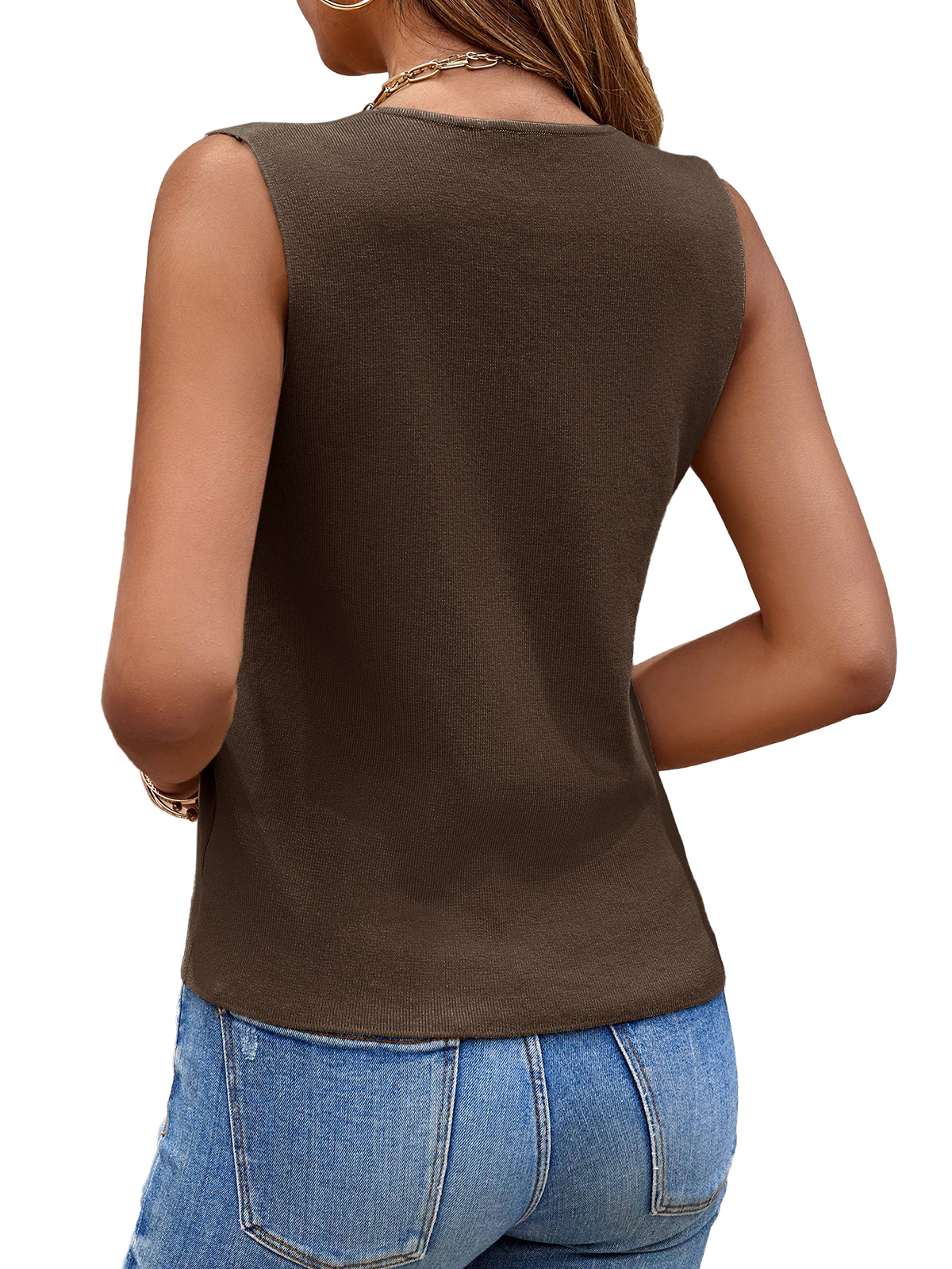 Sleeveless Button Down Sweater Vest