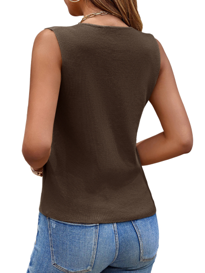 Sleeveless Button Down Sweater Vest