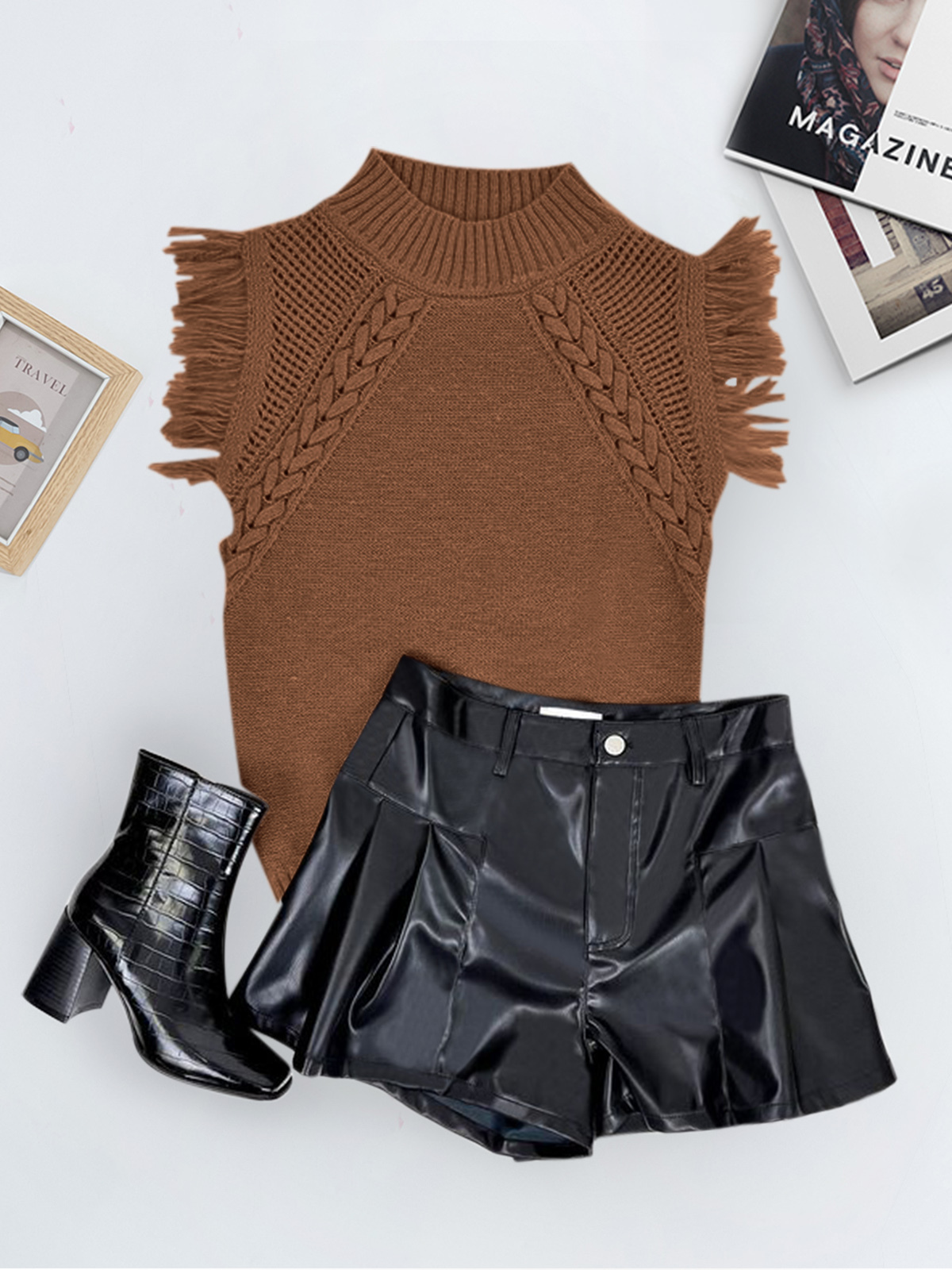 Sleeveless Mock Neck Sweater Vest