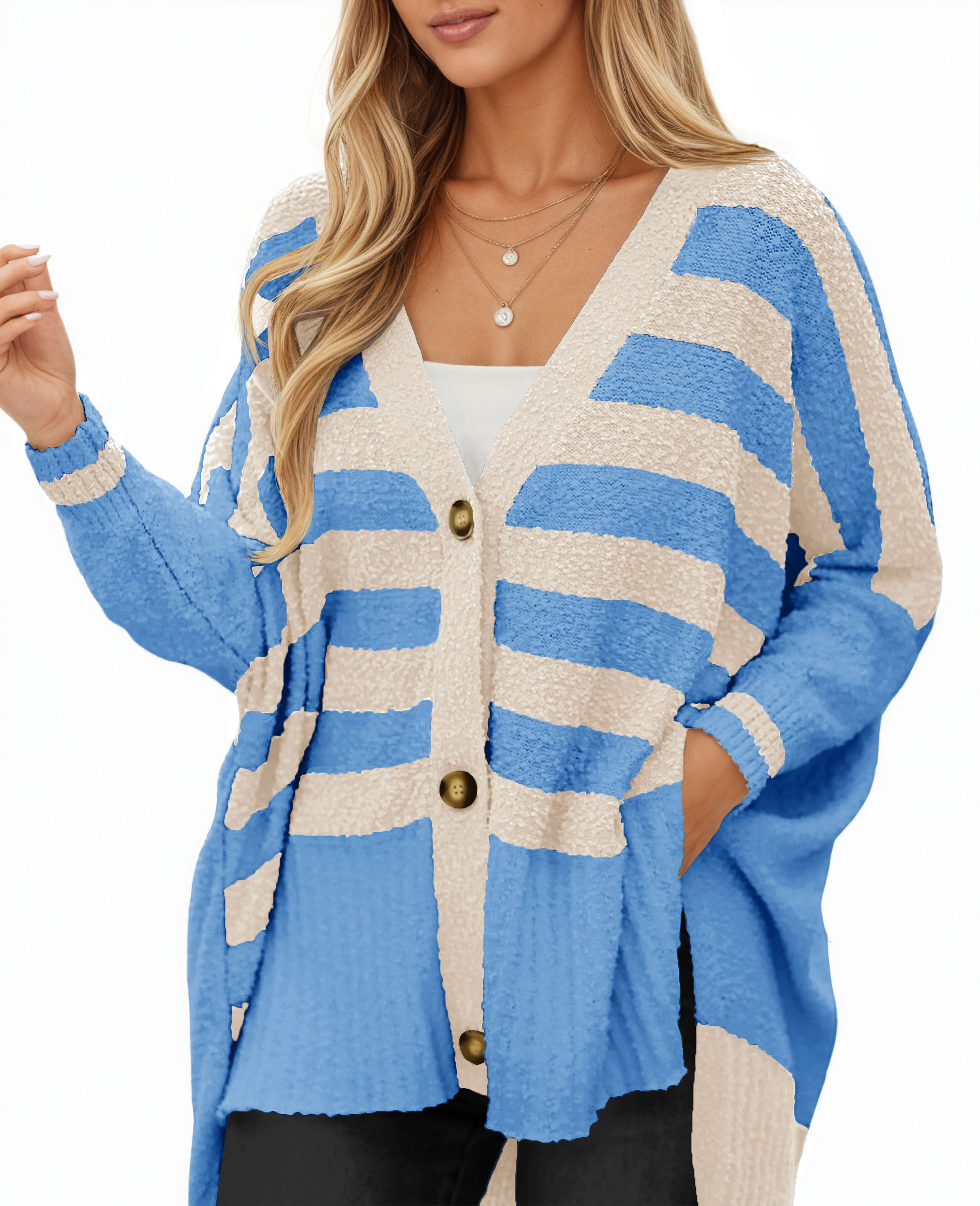 Womens Oversized Striped Cardigan Sweaters