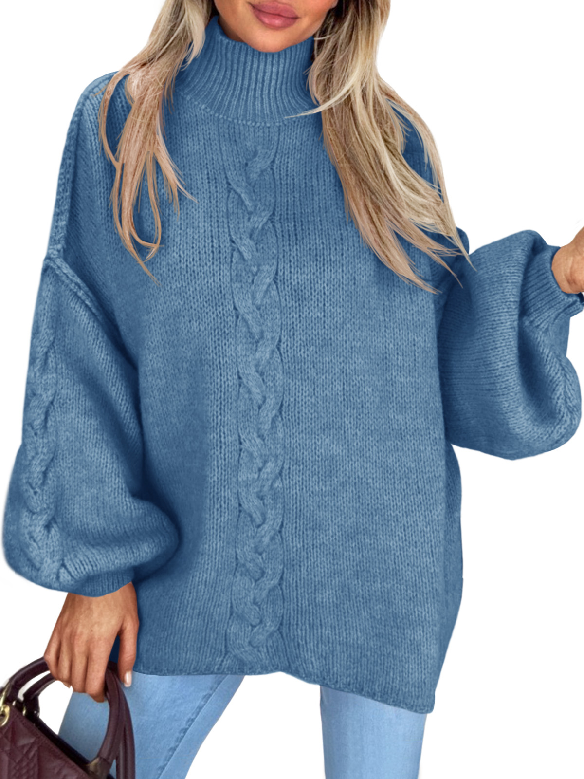 Womens Oversized Cable Knit Sweater