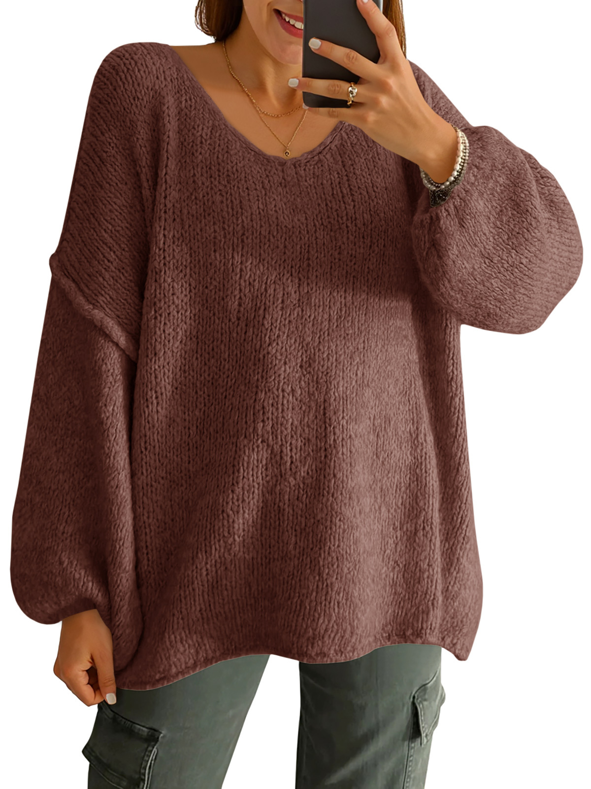 Womens Oversized V Neck Sweaters