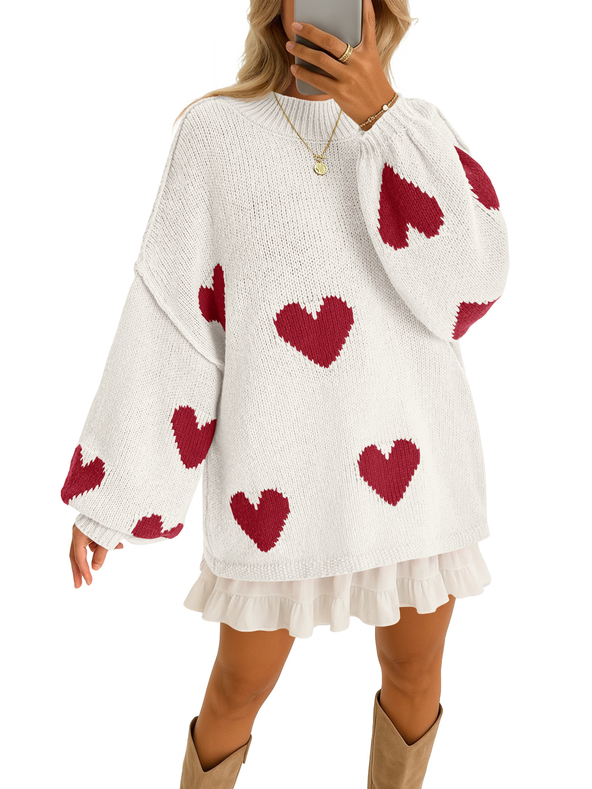 Womens Oversized Heart Sweater