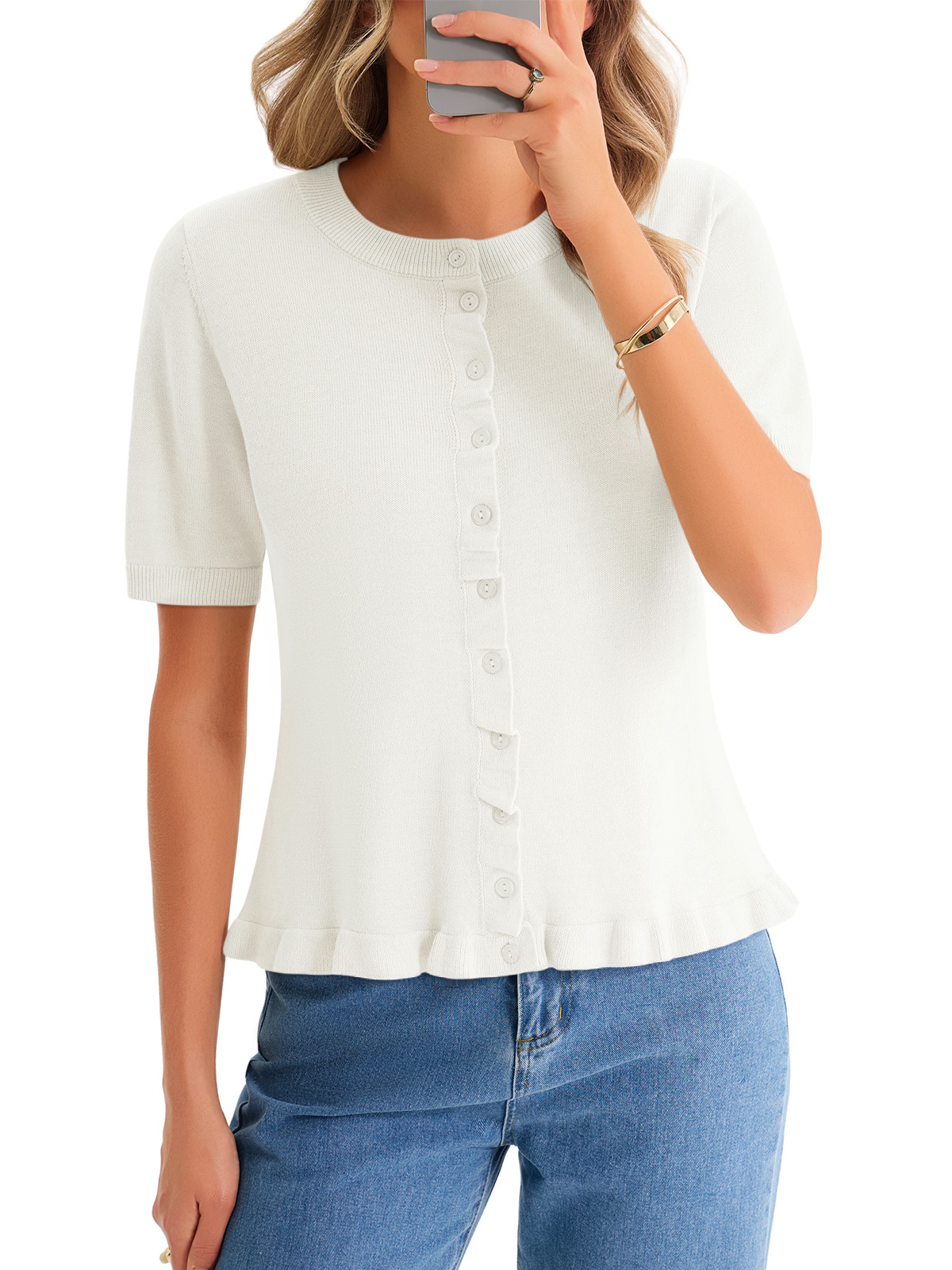 Womens Ruffle Cardigan