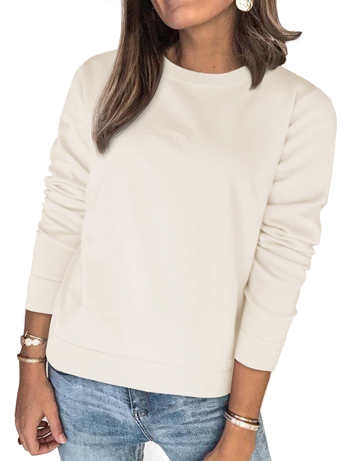 Womens Fall Basic Crew Neck Sweaters