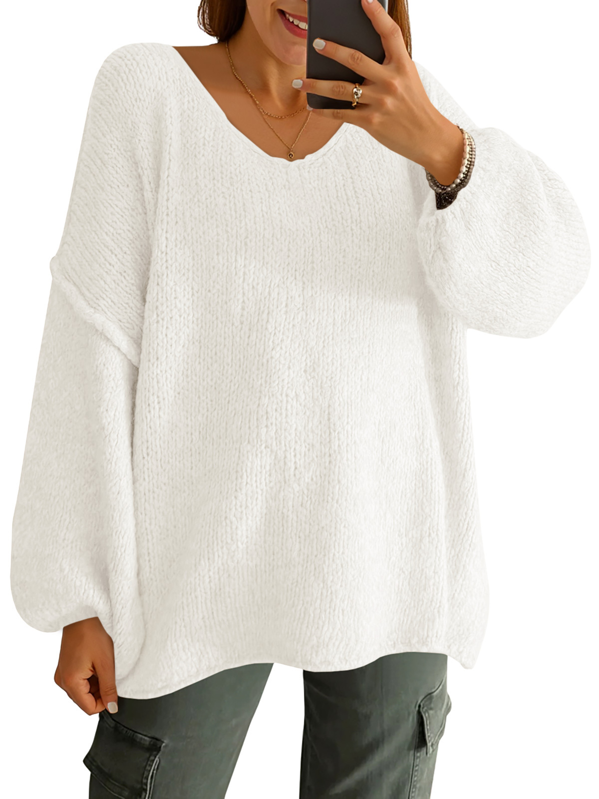Womens Oversized V Neck Sweaters