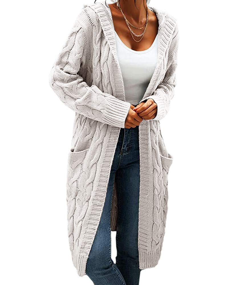 Women Hooded Open Front Cardigan