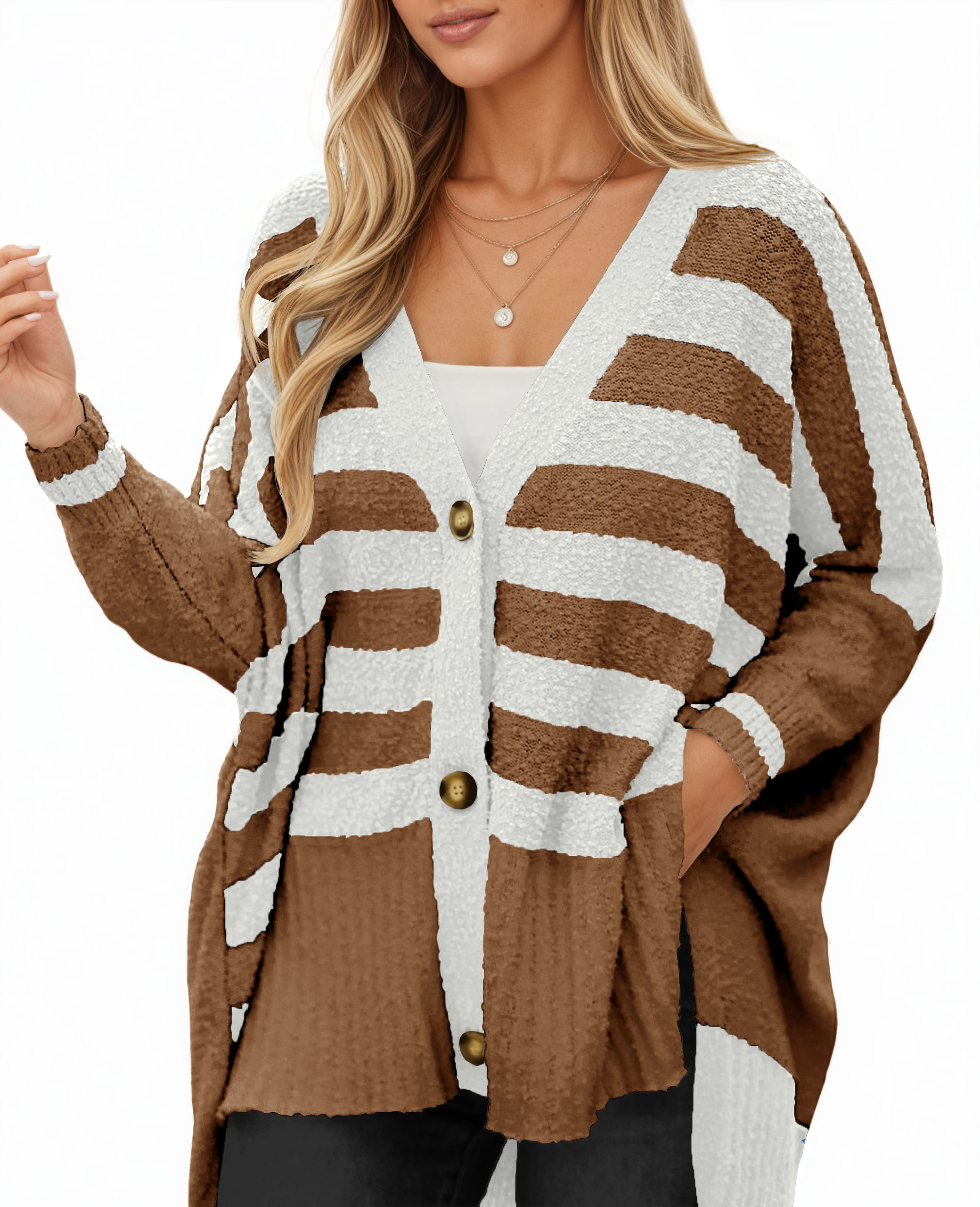 Womens Oversized Striped Cardigan Sweaters