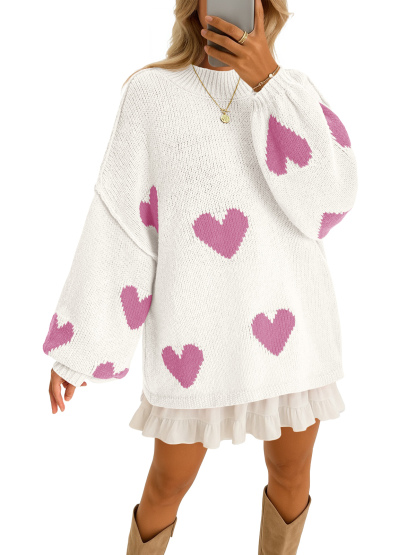 Womens Oversized Heart Sweater