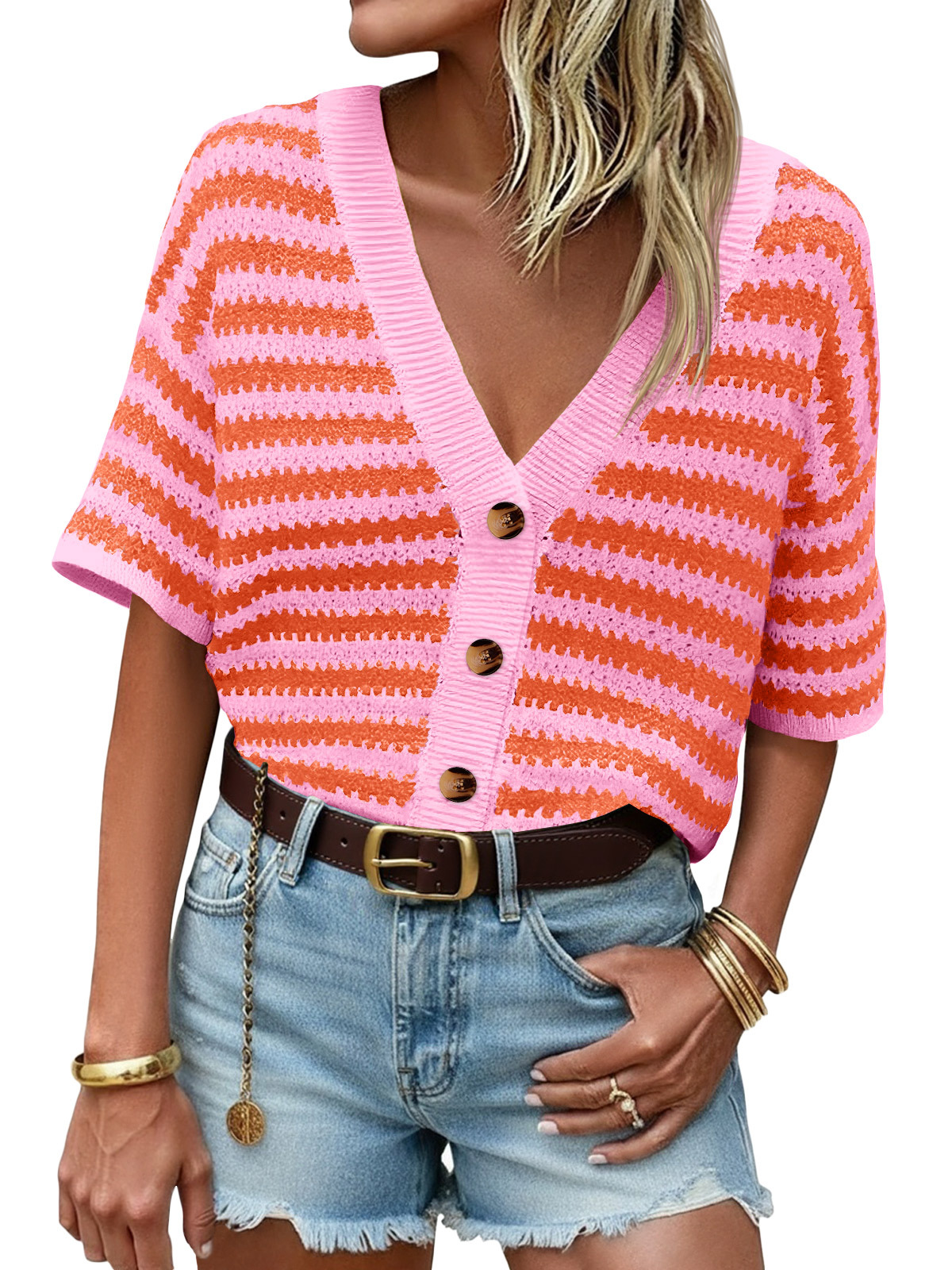 Womens Striped Cardigan Sweaters