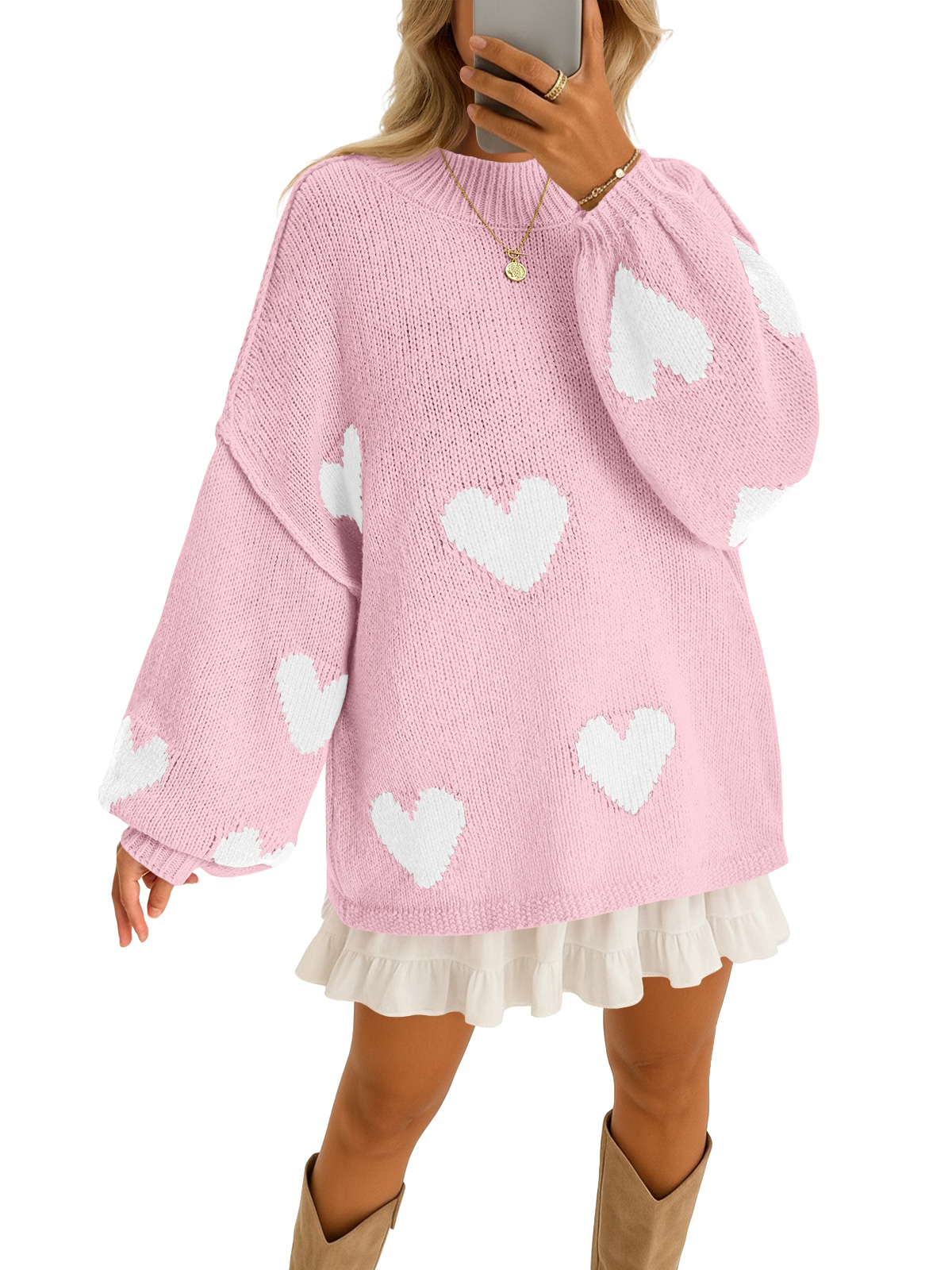 Womens Oversized Heart Sweater