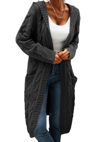 Women Hooded Open Front Cardigan