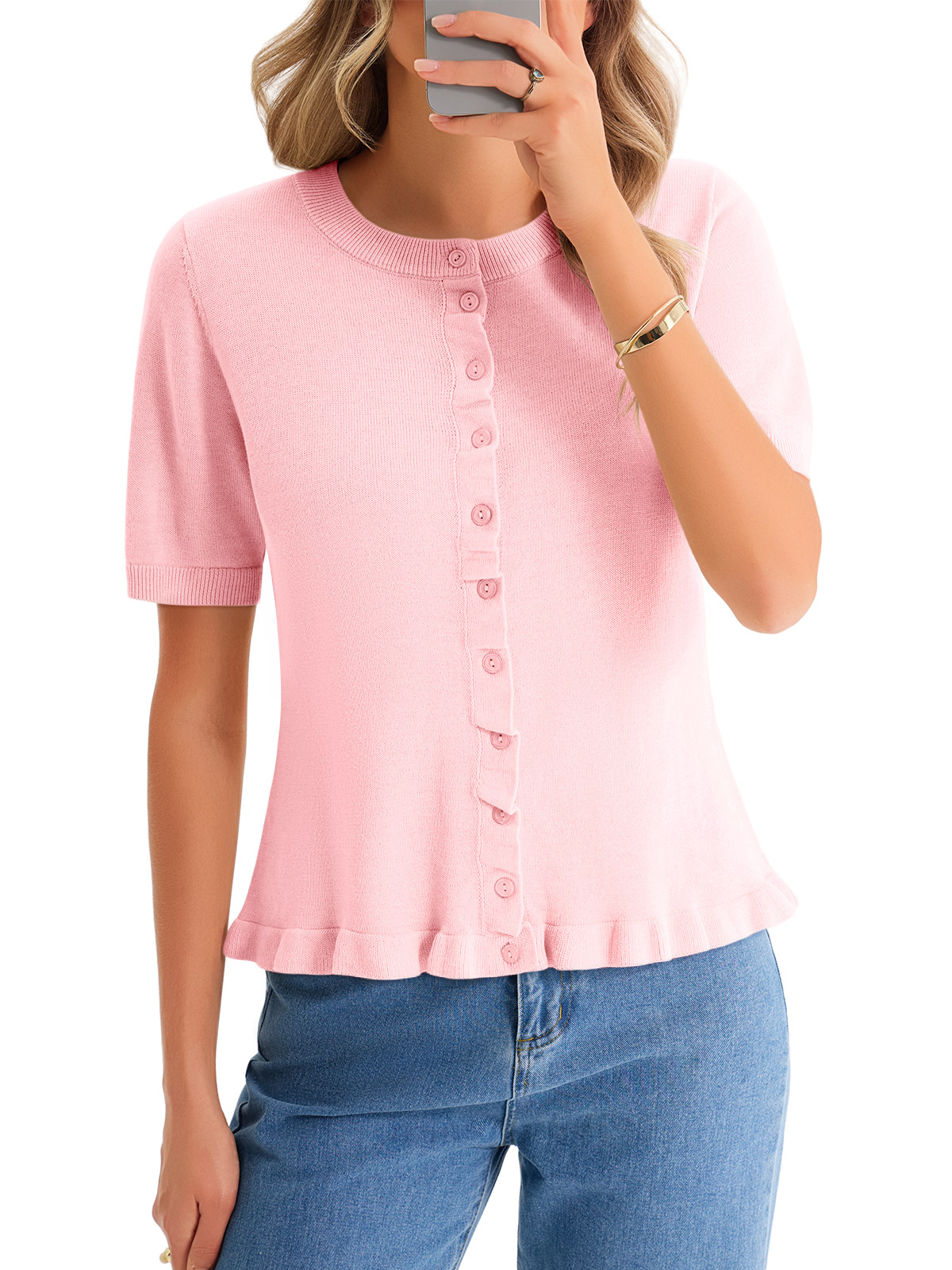 Womens Ruffle Cardigan