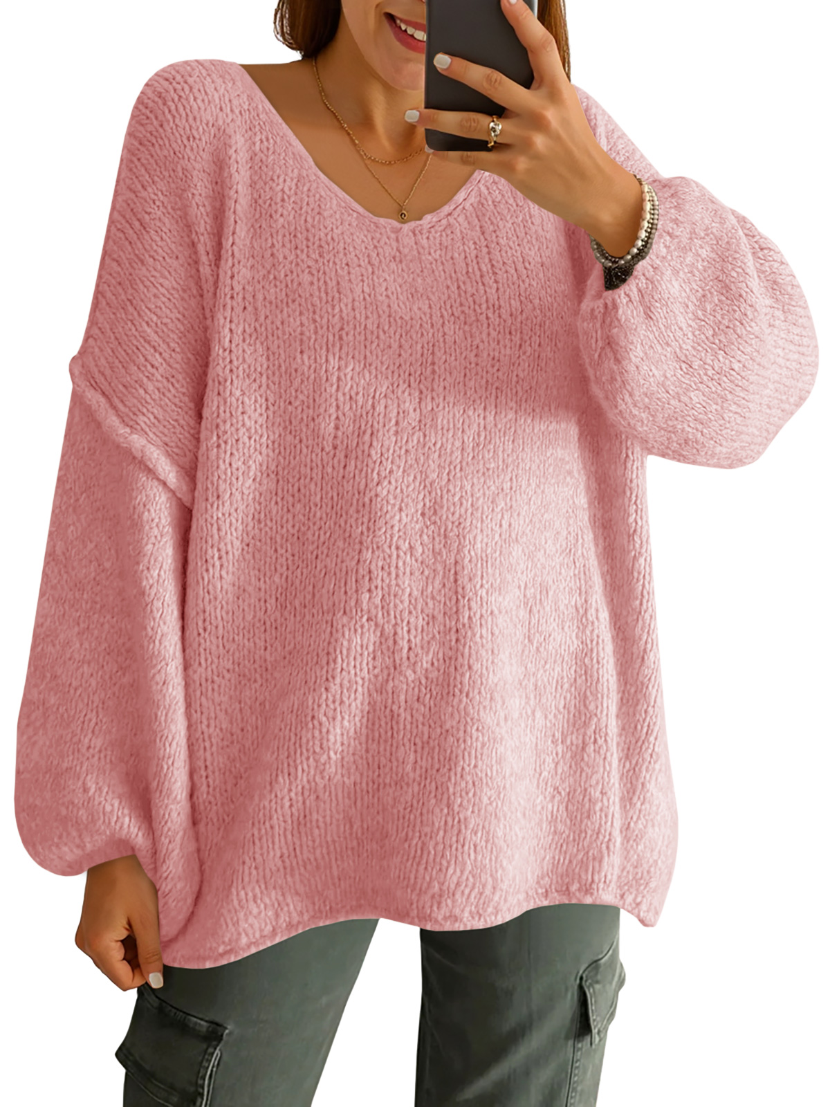 Womens Oversized V Neck Sweaters