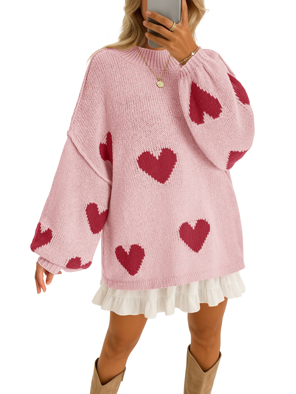 Womens Oversized Heart Sweater