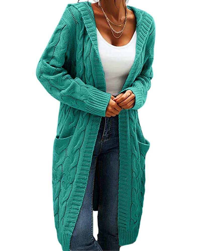 Women Hooded Open Front Cardigan