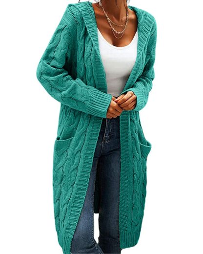 Women Hooded Open Front Cardigan