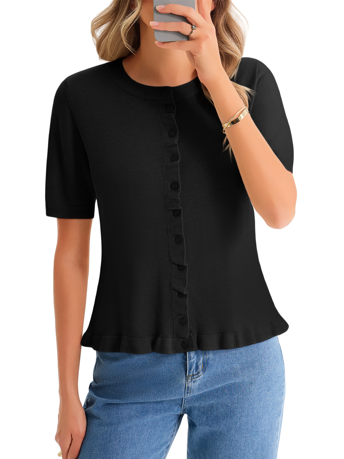 Womens Ruffle Cardigan