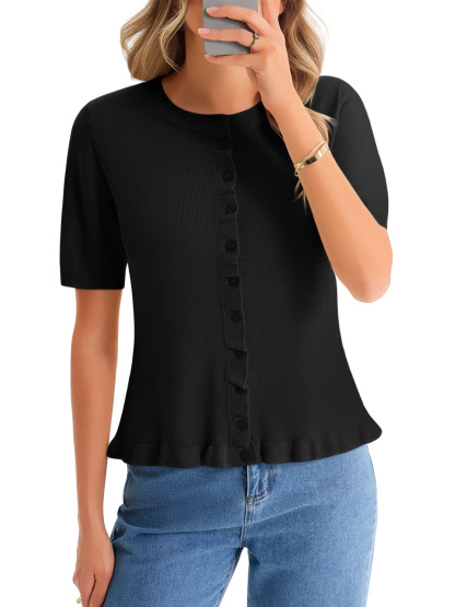 Womens Ruffle Cardigan