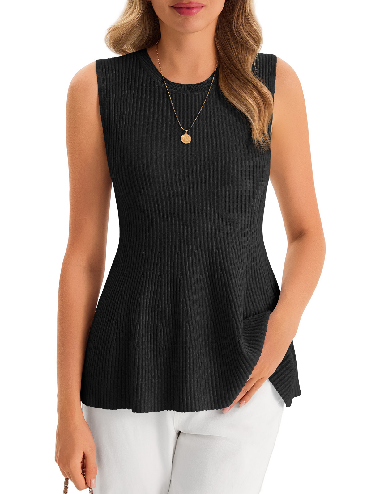Womens Peplum Ribbed Tank Tops