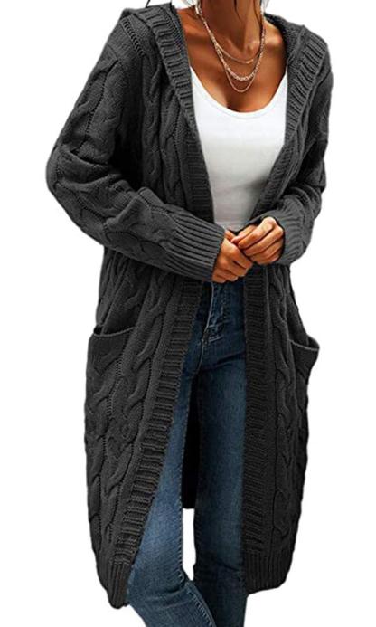 Women Hooded Open Front Cardigan