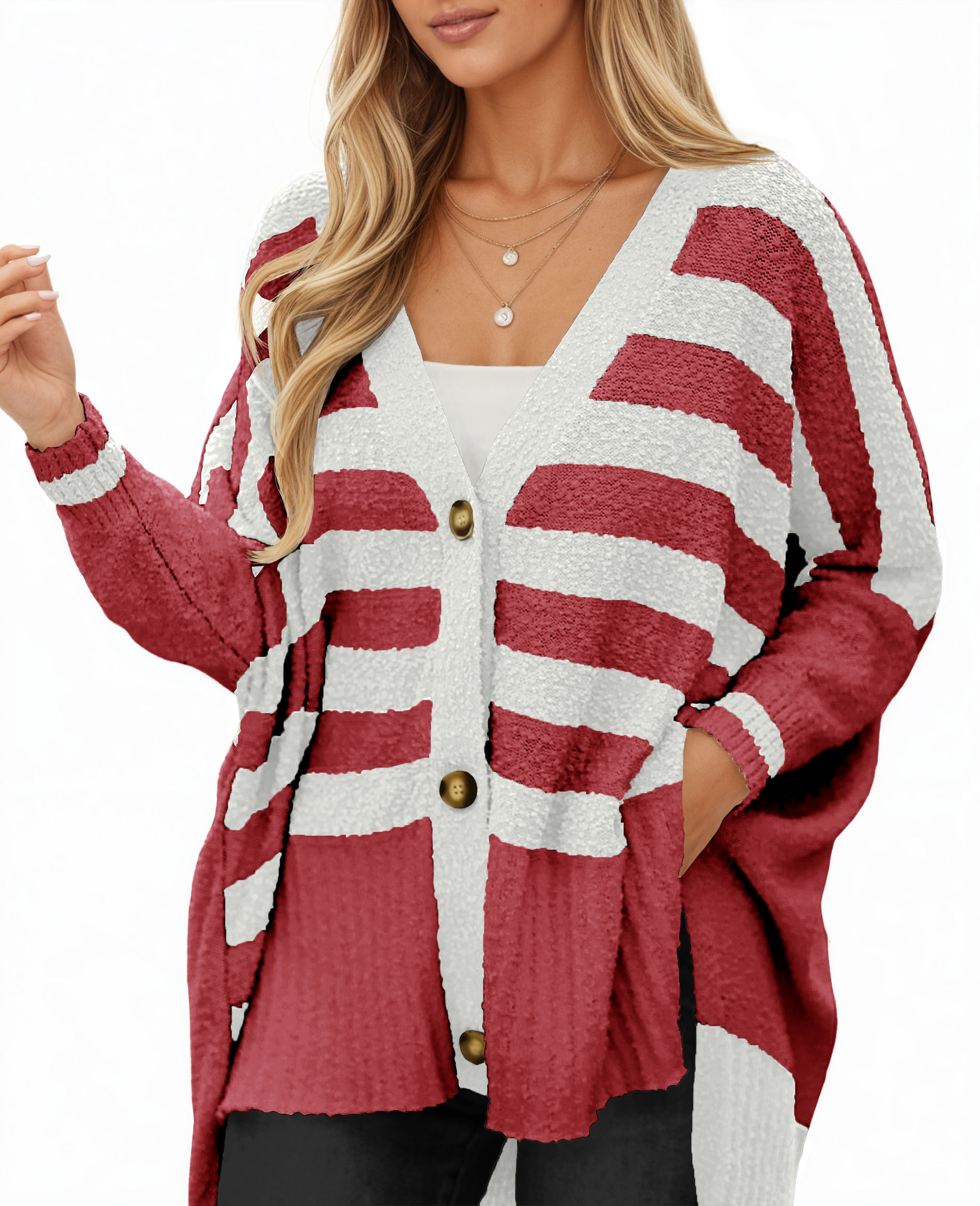 Womens Oversized Striped Cardigan Sweaters