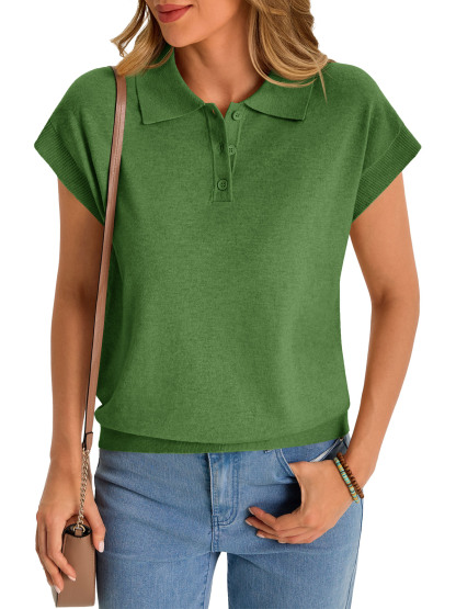 Womens Sleeveless Polo Sweater Tops
