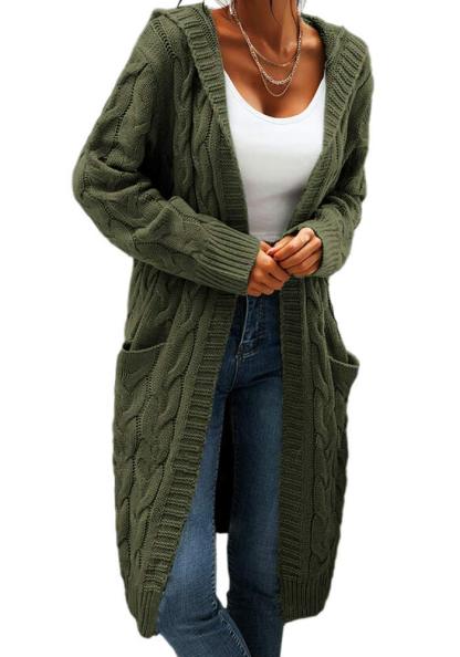 Women Hooded Open Front Cardigan