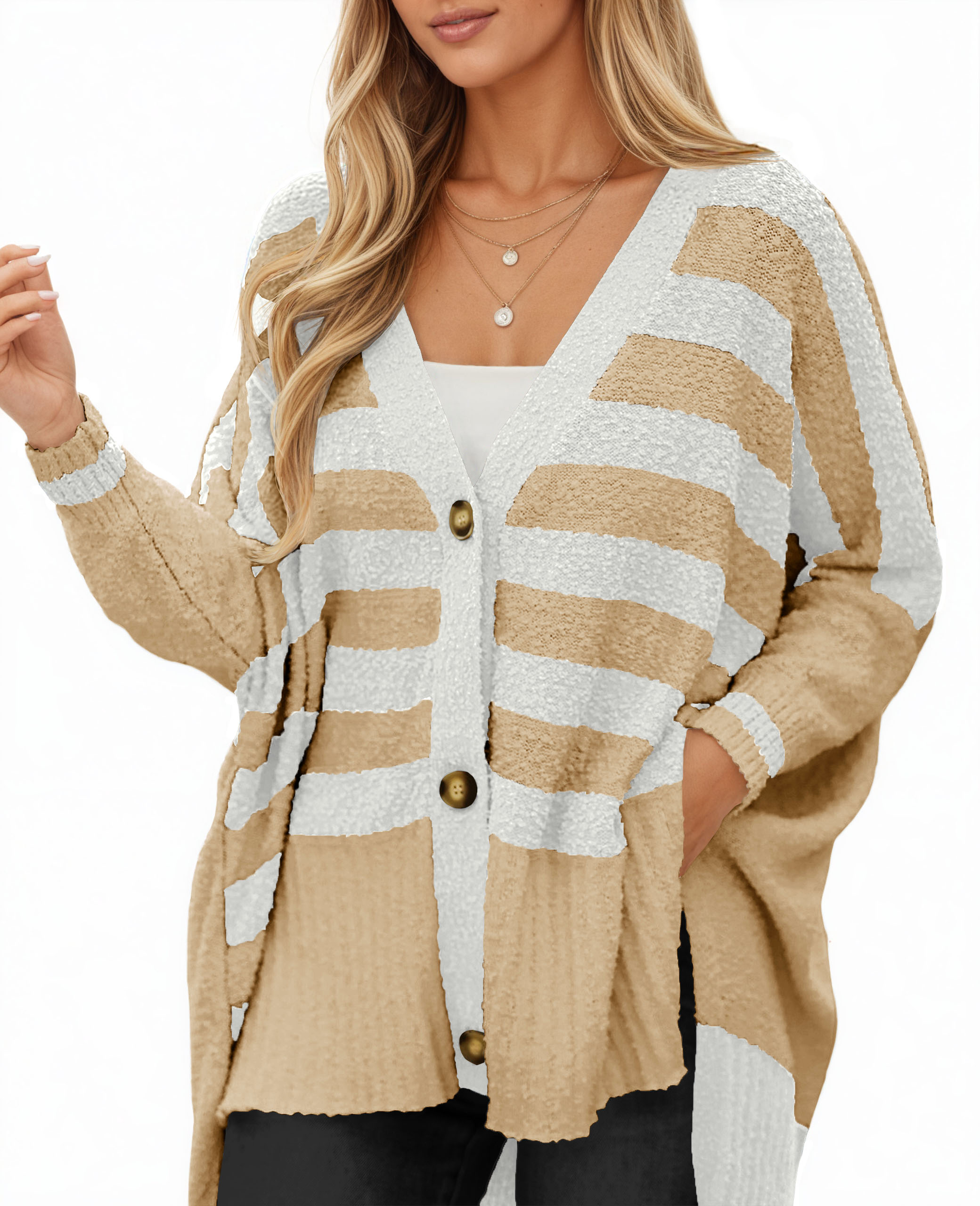 Womens Oversized Striped Cardigan Sweaters