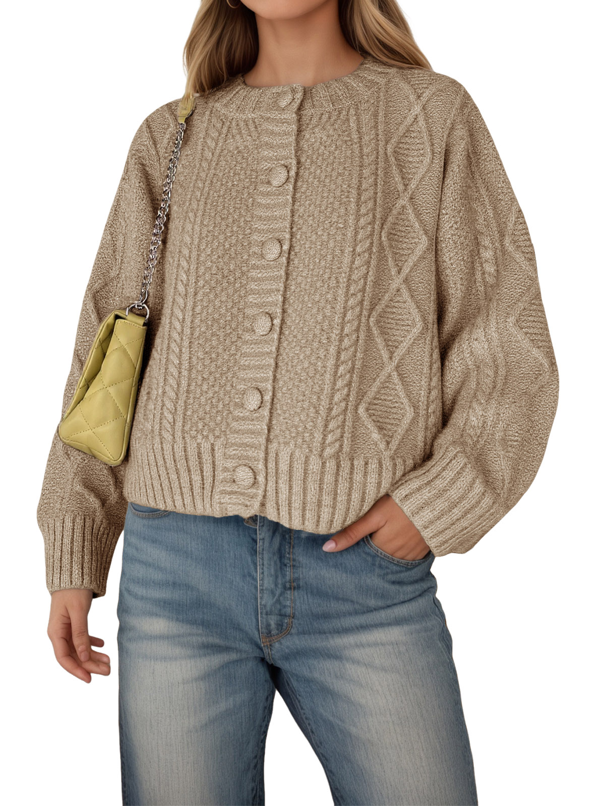 Womens Cable Knit Cardigan