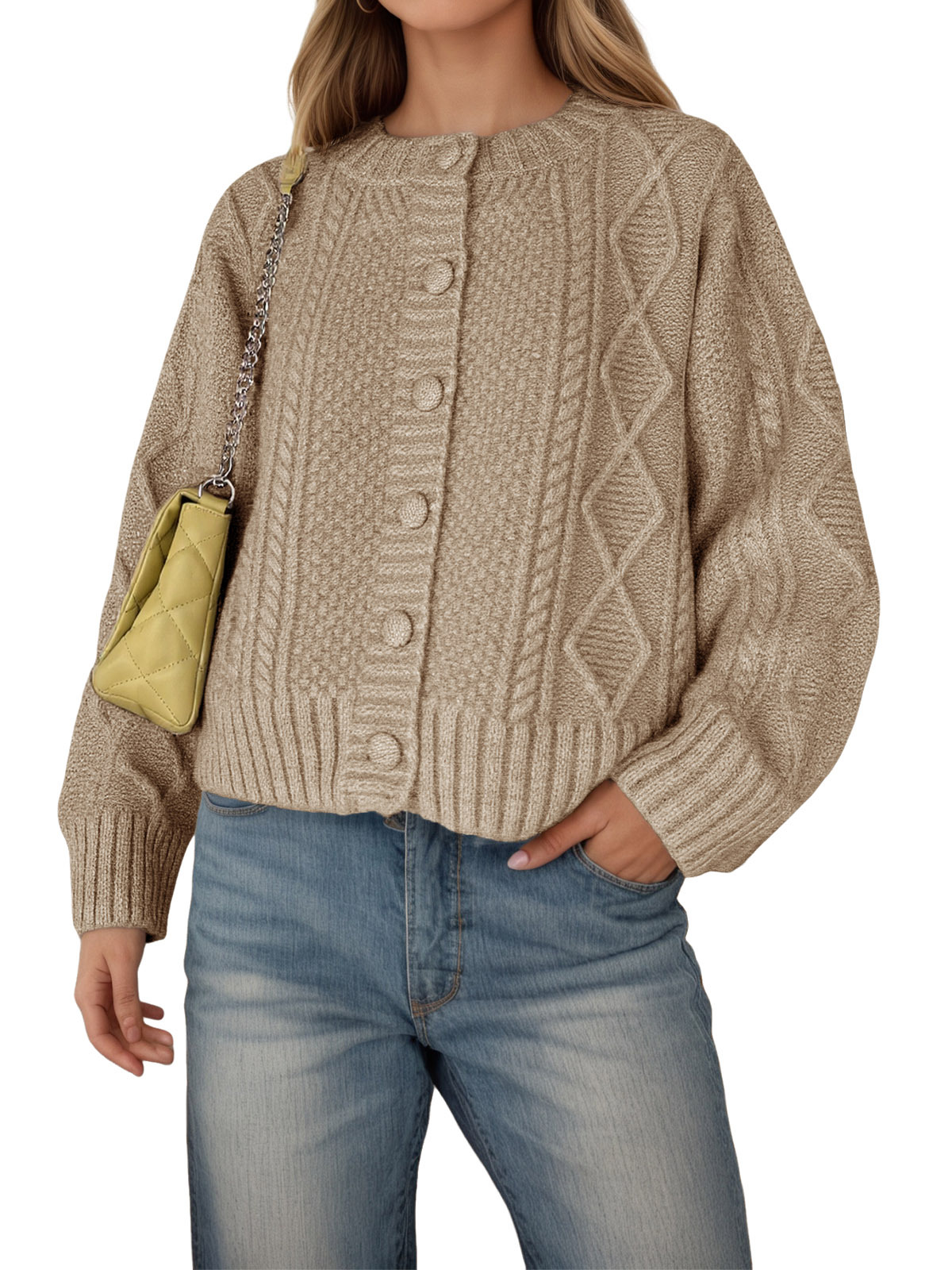 Womens Cable Knit Cardigan