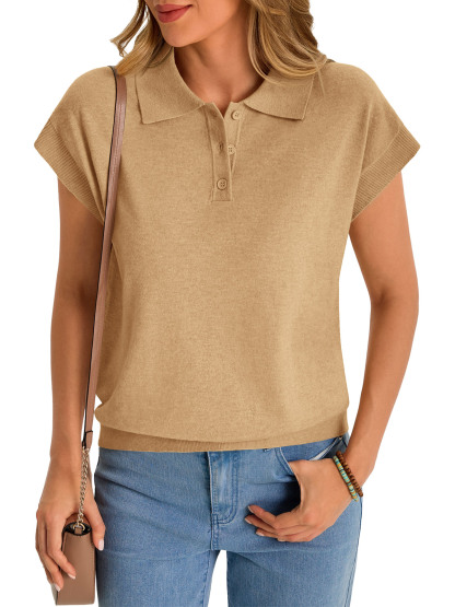Womens Sleeveless Polo Sweater Tops
