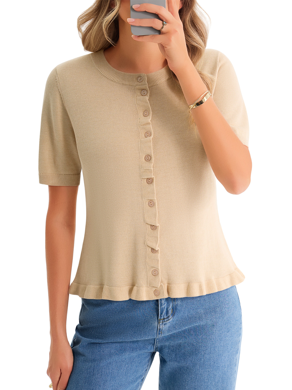 Womens Ruffle Cardigan