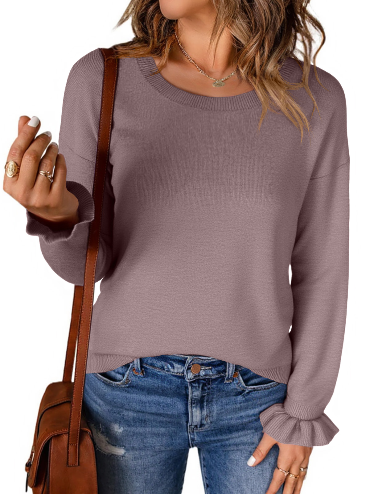 Womens Fall Crew Neck Sweaters