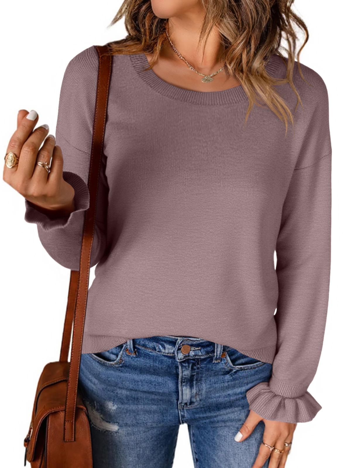 Womens Fall Crew Neck Sweaters