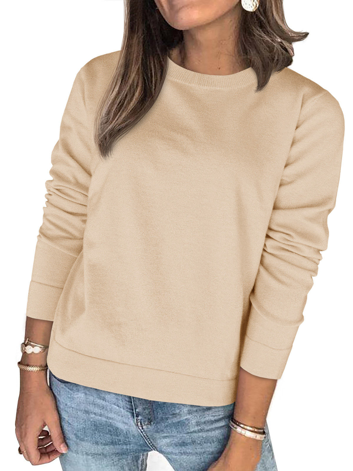 Womens Fall Basic Crew Neck Sweaters