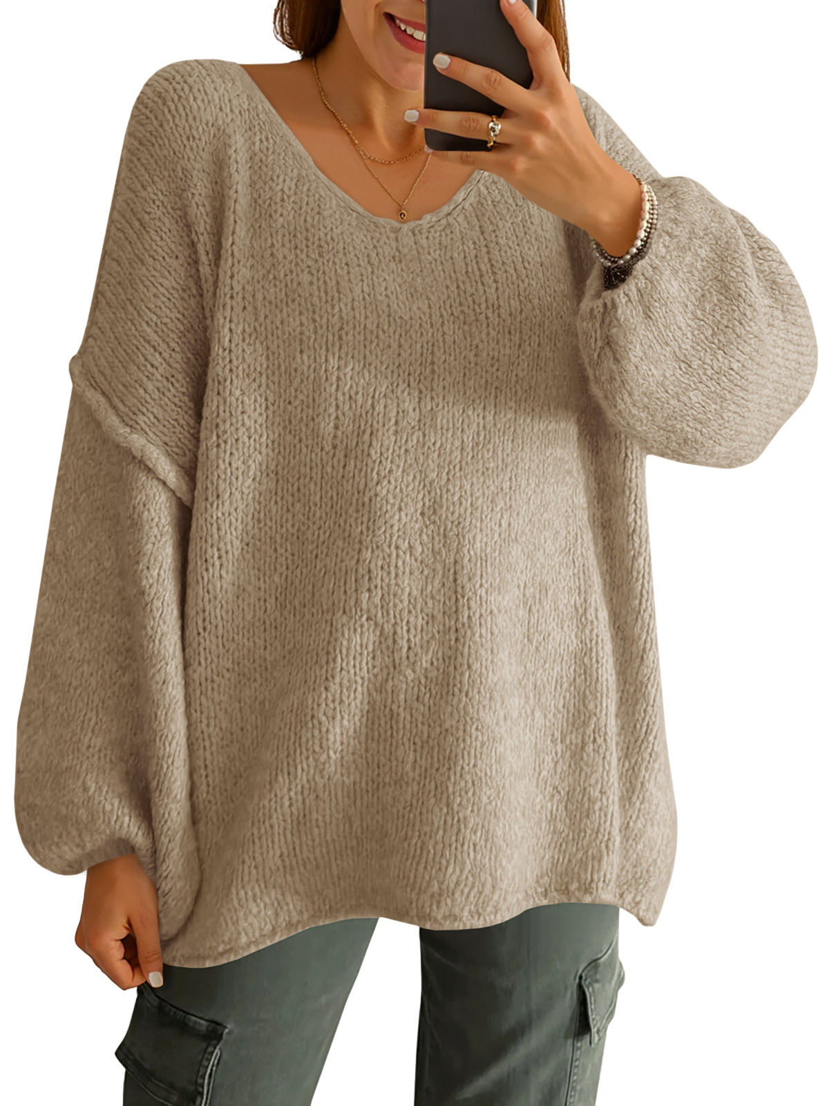Womens Oversized V Neck Sweaters