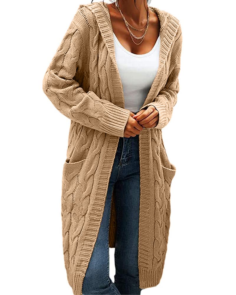 Women Hooded Open Front Cardigan