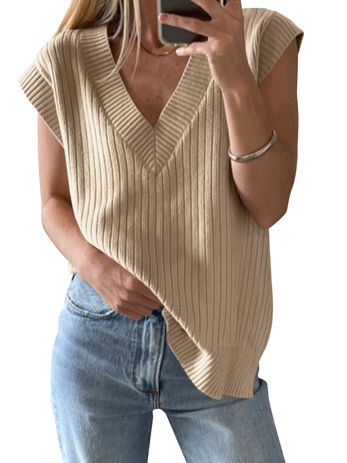 Oversized V Neck Sweater Vest