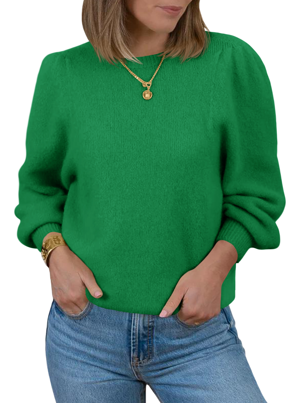 Womens Puff Long Sleeve Sweaters
