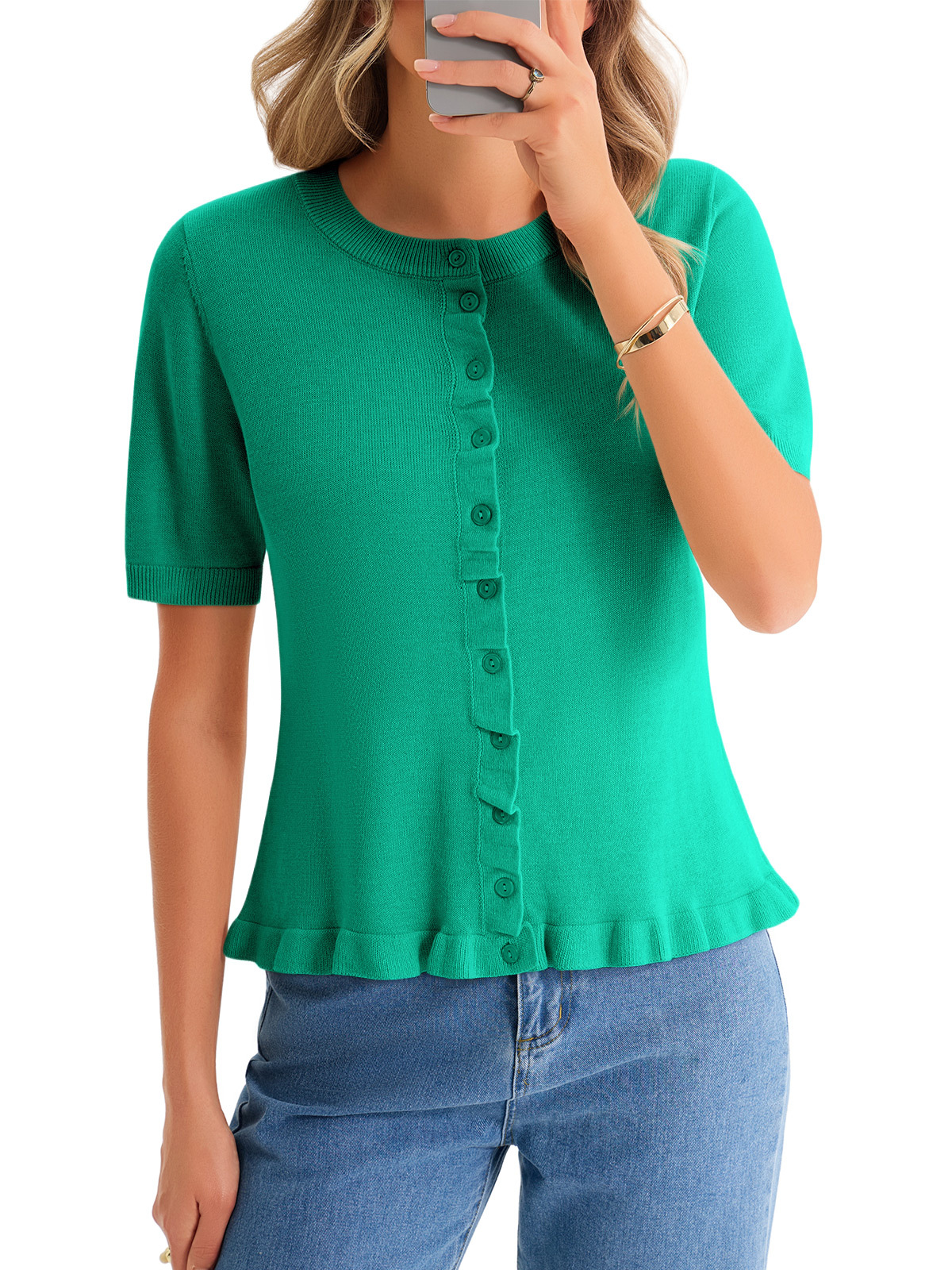 Womens Ruffle Cardigan