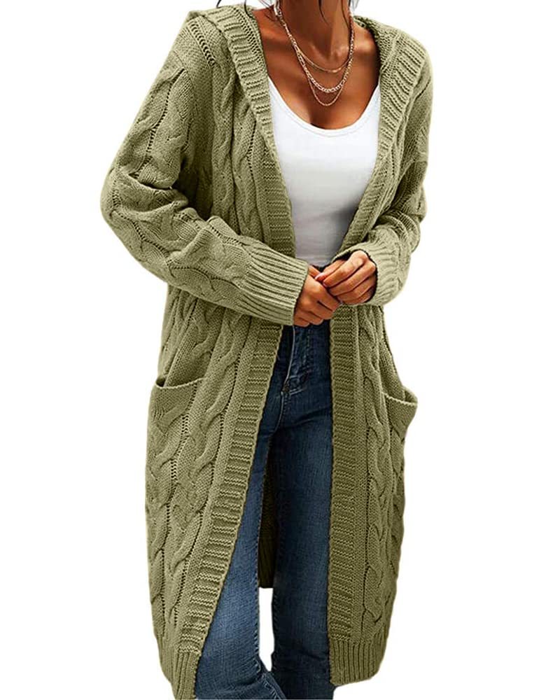 Women Hooded Open Front Cardigan