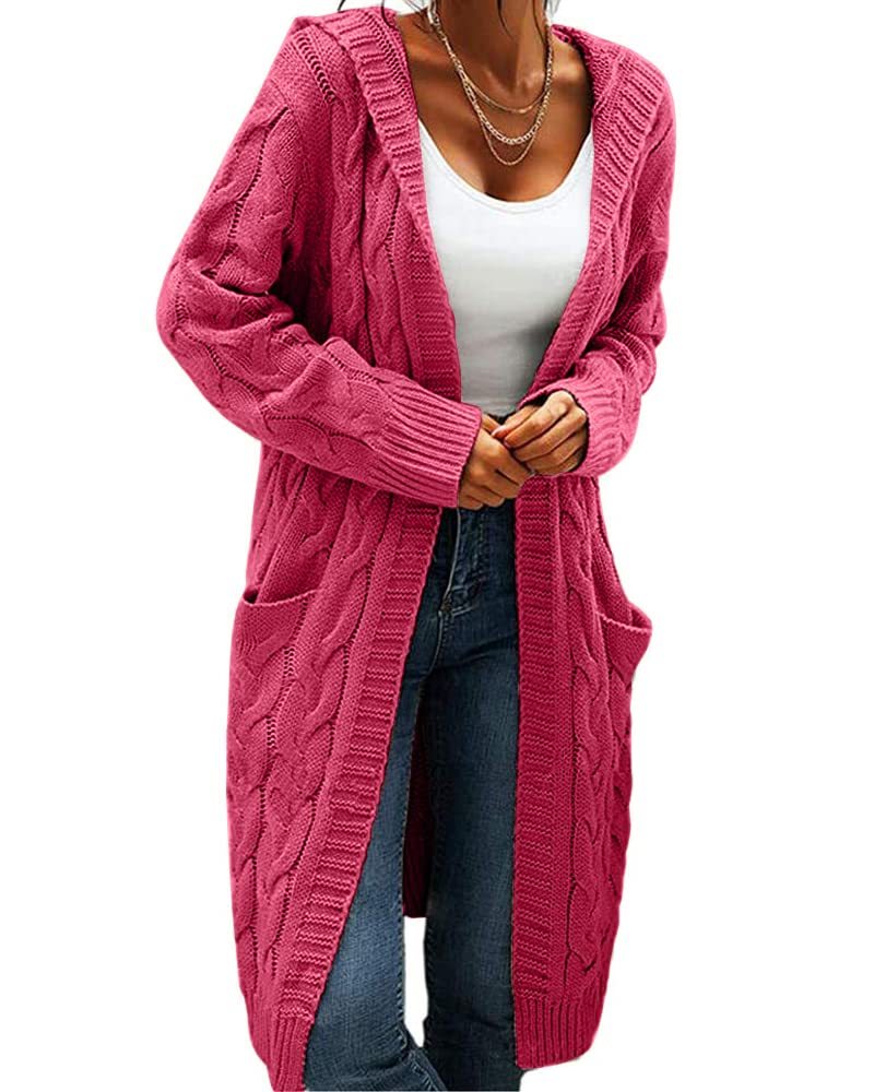 Women Hooded Open Front Cardigan