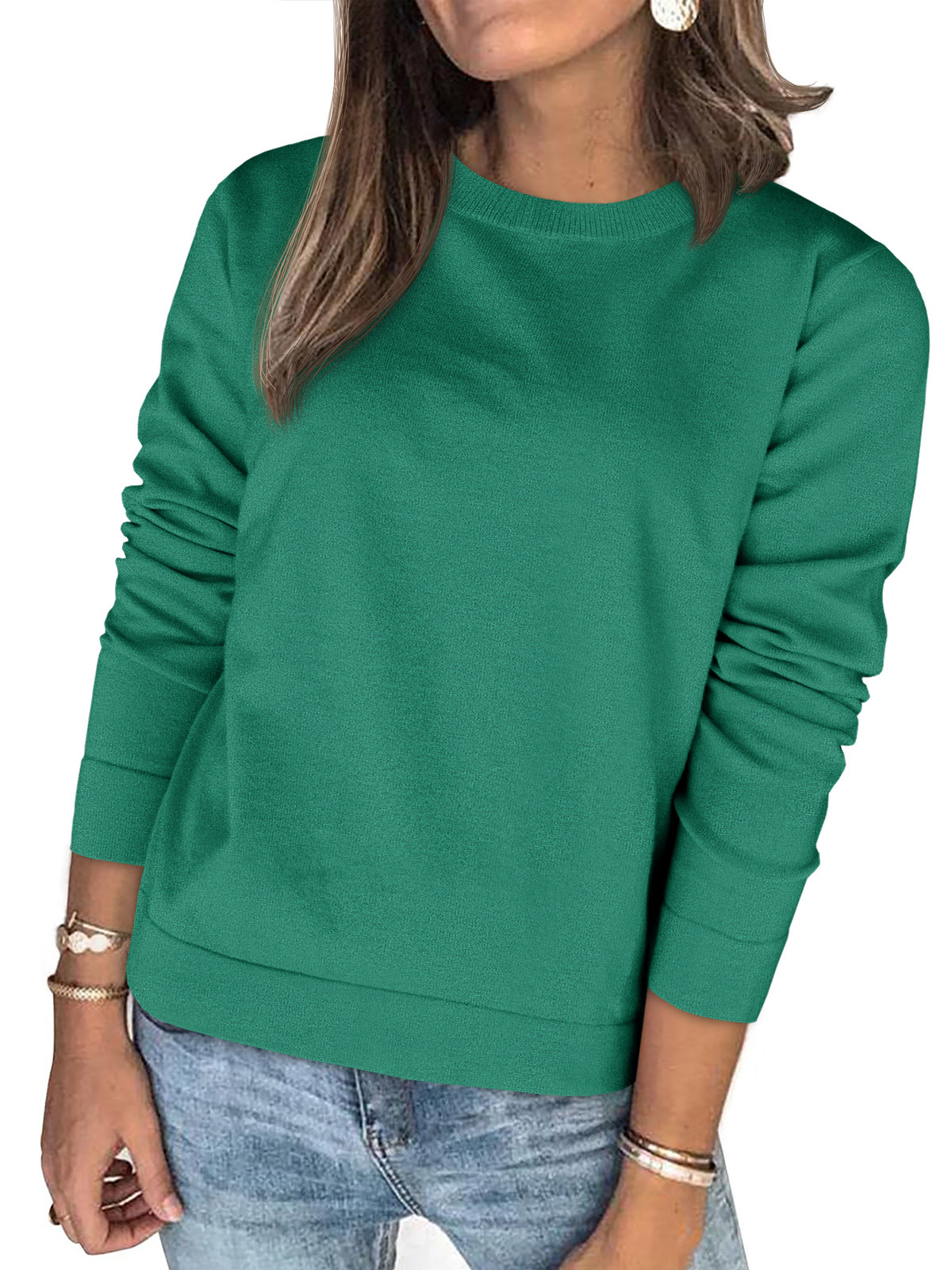 Womens Fall Basic Crew Neck Sweaters