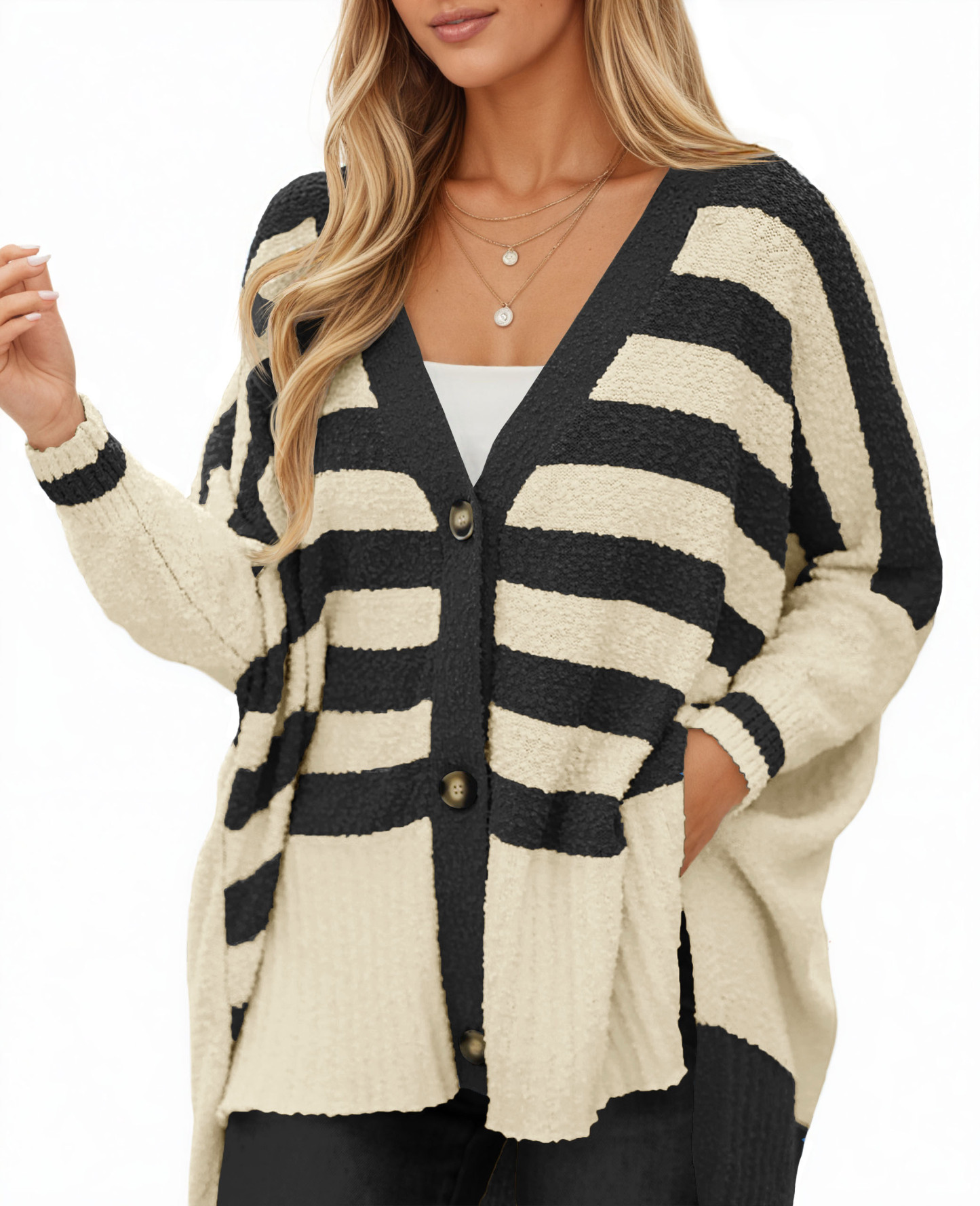 Womens Oversized Striped Cardigan Sweaters
