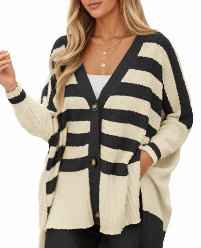 Womens Oversized Striped Cardigan Sweaters